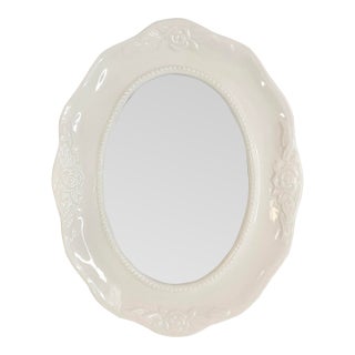 Vintage Art Nouveau Victorian Farmhouse Ceramic Oval Photo Frame. For Sale