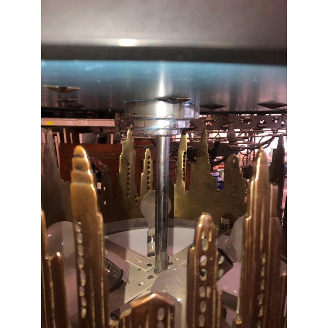 Art Deco New York City Skyline Chandelier With Illuminated Globe For Sale - Image 4 of 13
