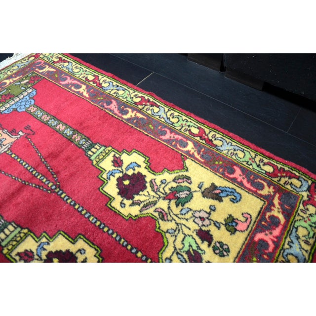 1960s Turkish Islamic Handmade Prayer Rug For Sale - Image 9 of 10