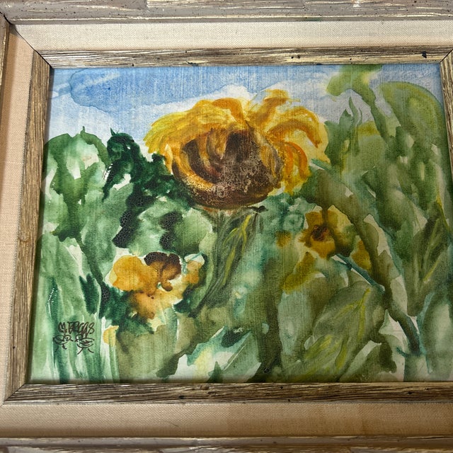 1970’s original sunflower still life watercolor painting. Signed (very cute). Measures 10x8 or approximately 17.5x15.5...
