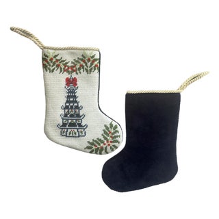 Christmas Pagoda Needlepoint Stocking, Mini For Sale
