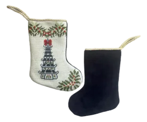 Christmas Pagoda Needlepoint Stocking, Mini