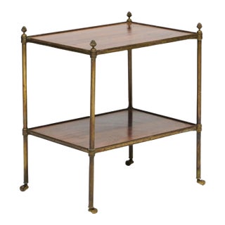 1930s Brass and Rosewood Two Tier French Side Table in the Manner of Billy Baldwin and Jansen For Sale