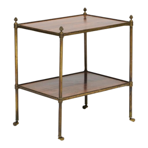 1930s Brass and Rosewood Two Tier French Side Table in the Manner of Billy Baldwin and Jansen