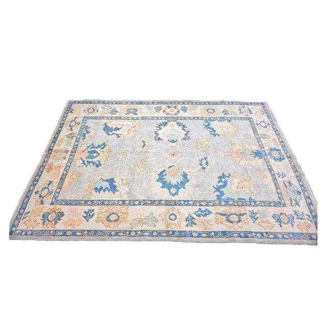 21st Century Turkish Oushak 5X7 Gray, Ivory & Slate Blue Handmade Area Rug #1144211 For Sale In Houston - Image 6 of 13