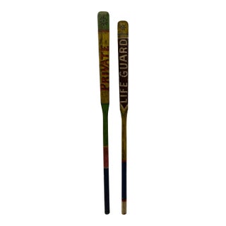 Pair of Vintage Wooden Rowing Oars From a Summer Camp in Indiana For Sale