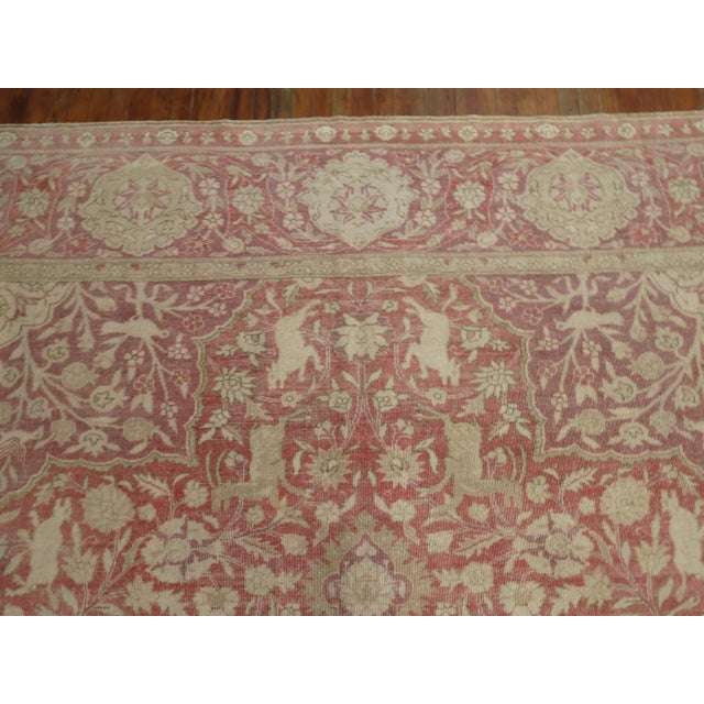 Early 20th Century Zabihi Collection Animal Motif Rose Lavender Turkish Room Size Rug - 9'11" x 12'10" For Sale - Image 10 of 12