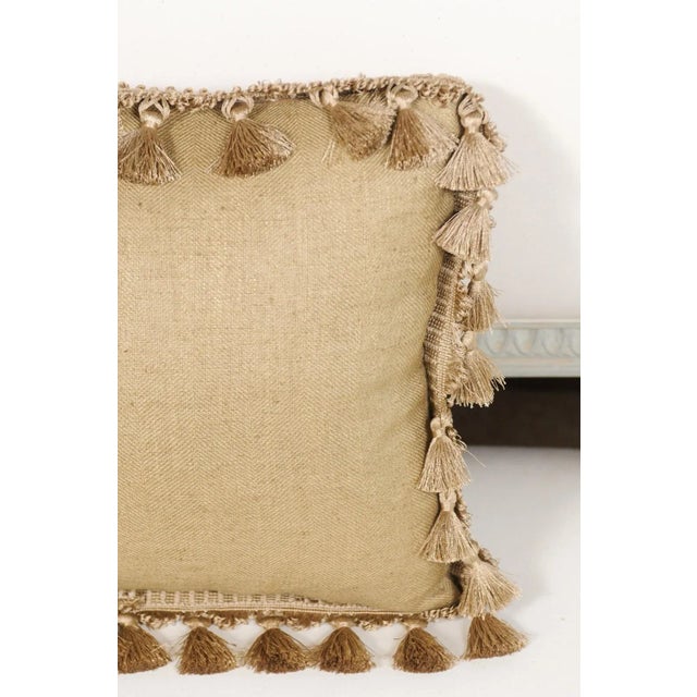 19th Century French Aubusson Tapestry Pillow with Purple Flowers & Tassels For Sale - Image 9 of 11