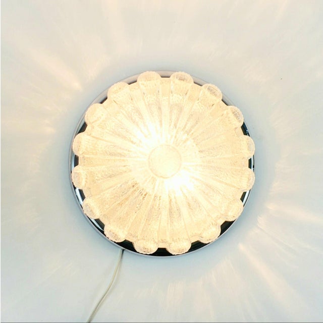1970s Large Mid-Century Flower-Shaped Glass Flush Mount from Limburg, Germany, 1970s For Sale - Image 5 of 10