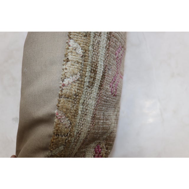 Long Narrow Brown Pink Pops of Green Turkish Pillow For Sale In New York - Image 6 of 6
