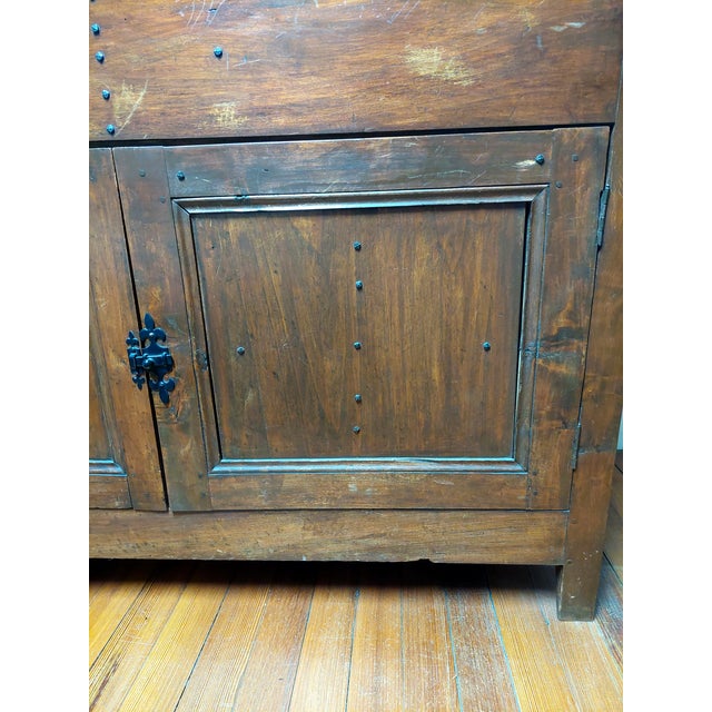 Antique French Provincial Rustic Pine & Fruitwood Lift-Top Buffet Sideboard For Sale - Image 9 of 11
