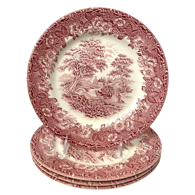 English Ironstone Tableware Kingswood Lunch or Dinner Plates. Pink. S/4. 9 5/8” For Sale In San Francisco - Image 6 of 6