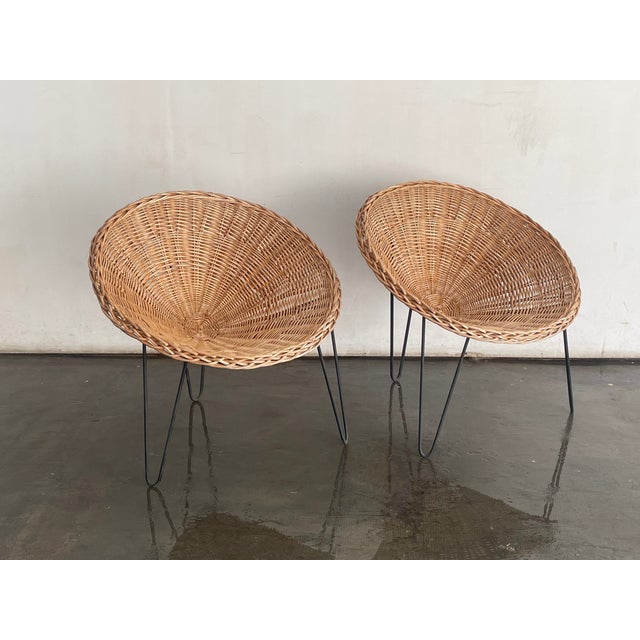 Yellow Pair of French Bamboo Chairs 1970s For Sale - Image 8 of 10
