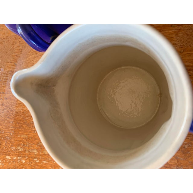 Vintage French Water Pitchers Digoin Grespots # 0, 2 , 4, Cobalt Blue Glaze Farmhouse Set of 3 For Sale In New York - Image 6 of 12