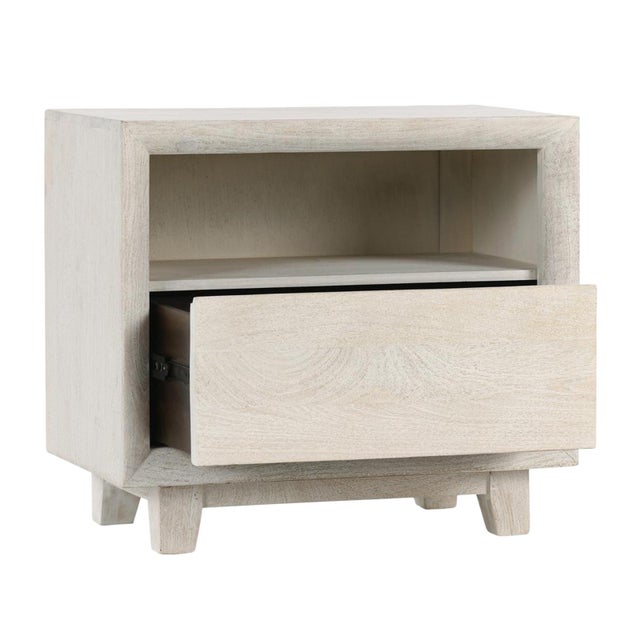 Contemporary White Bevel Wood Nightstand For Sale - Image 3 of 9