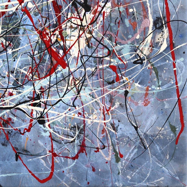 Winter Rhythm - Original Large Blue Abstract Expressionist Acrylic Painting on Canvas For Sale In Los Angeles - Image 6 of 9