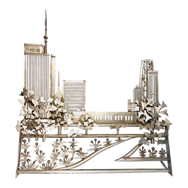 20th C. MCM Chicago Skyline Welded Metal Sculpture For Sale