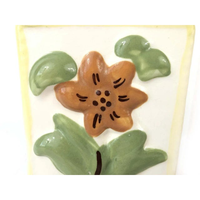 American Wall Pockets Ca: 1940's Ceramic Block Pottery California Hand Painted Flowers For Sale - Image 3 of 9