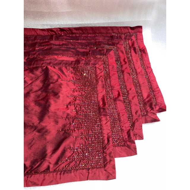Sethi & Sethi Modern Glam Silk Beaded Dinner Placemats- Set of 5 For Sale - Image 4 of 7
