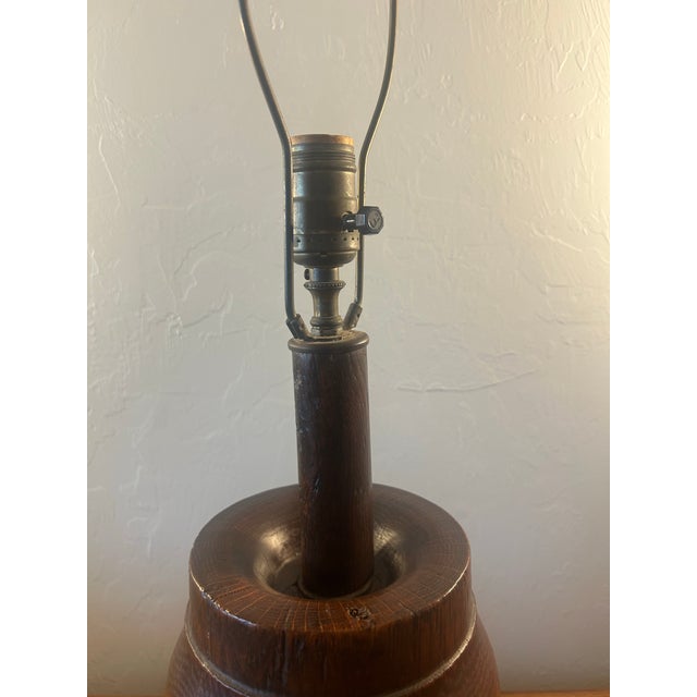 Mid-Century Modern Vintage Wooden Wagon Wheel Table Lamp For Sale - Image 3 of 6