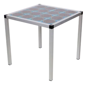 Vintage Danish Side Table with Blue Tiles, 1970s