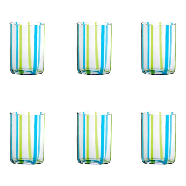 Tirache Tumbler in Aquamarine & Green - Set of 6 For Sale