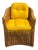 6 McGuire wicker chairs with blue, teal, red, and yellow cushions. These chairs are in a set with the McGuire couch, 2...