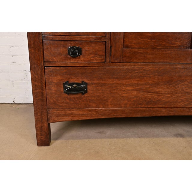 Limbert Antique Mission Oak Arts & Crafts Sideboard Buffet, Newly Refinished For Sale - Image 11 of 15