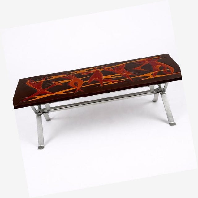 Mid-Century Modern Space Age Flames Tabletop and Chrome Coffee Table For Sale - Image 6 of 15