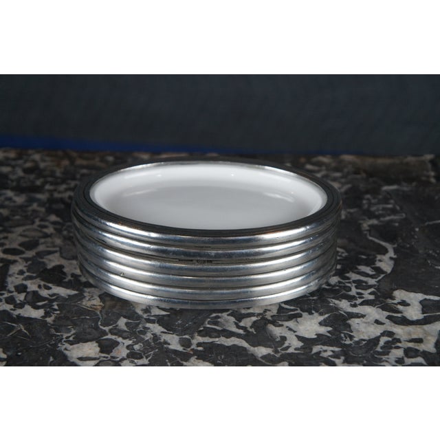 Metal Late 20th Century Arte Italica Marinoni Tuscan Pewter & Porcelain Dinnerware Place Settings- 37 Pieces For Sale - Image 7 of 11