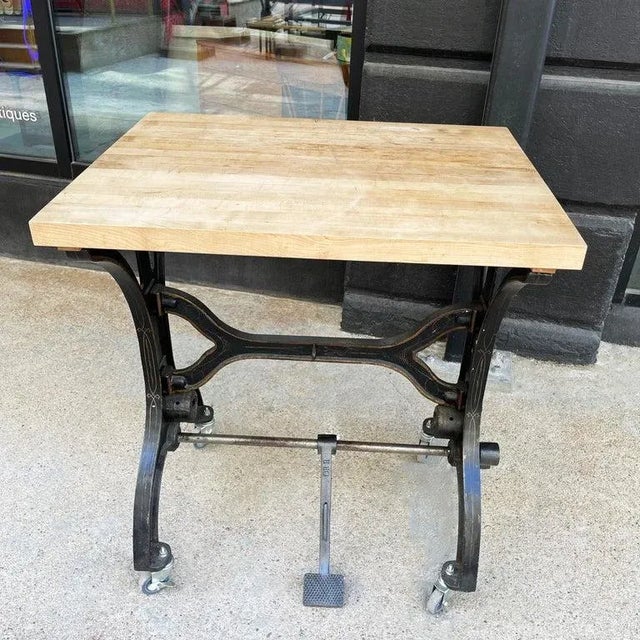 Early 20th Century Early 20th Century Industrial Cast Iron Butcher Block Table For Sale - Image 5 of 12