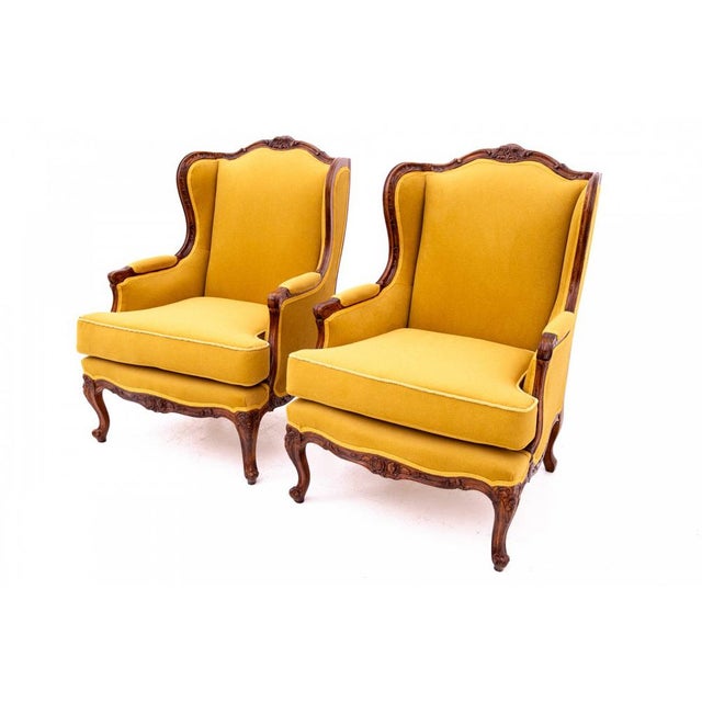 Set of Vintage French Wing Chairs, 1920, in Restored conditions. Designed 1920 to 1949