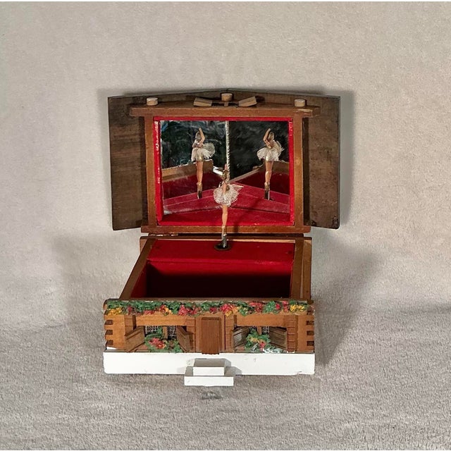 Mid-Century Modern Vintage Japan Swiss Chalet Music Jewelry Box With Rotating Ballerina, 1960s For Sale - Image 3 of 12
