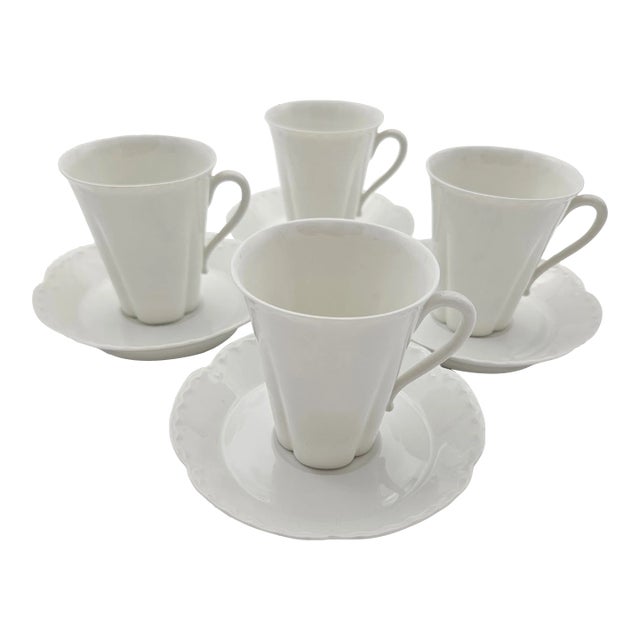 1940s Limoges Demitasse Cups With Saucers Set- 8 Pieces For Sale