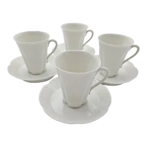 1940s Limoges Demitasse Cups With Saucers Set- 8 Pieces