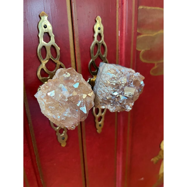 Late 20th Century Vintage Asian Armoire With Red Lacquer Finish For Sale - Image 5 of 8