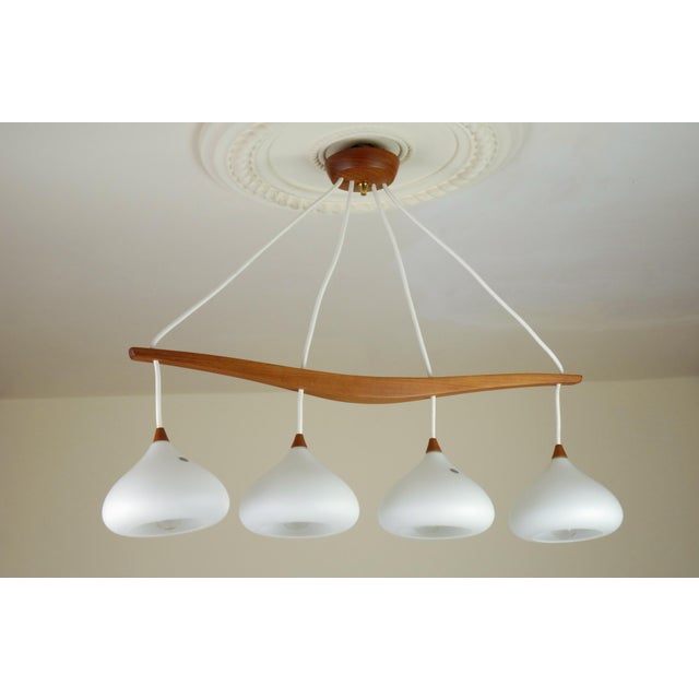 Swedish Teak and Glass Four Light Hanging Lamp, 1960s For Sale - Image 10 of 13