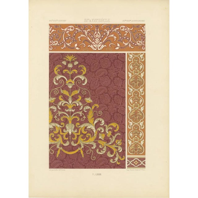 After Racinet, Renaissance Scrollwork Ornamental Design, Plate LXXIII, 1869, Print For Sale