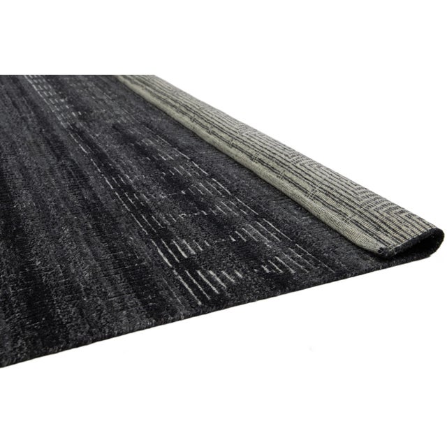 Modern Moroccan Style Charcoal- Gray Wool Rug With Diamond Pattern by Apadana For Sale - Image 4 of 9