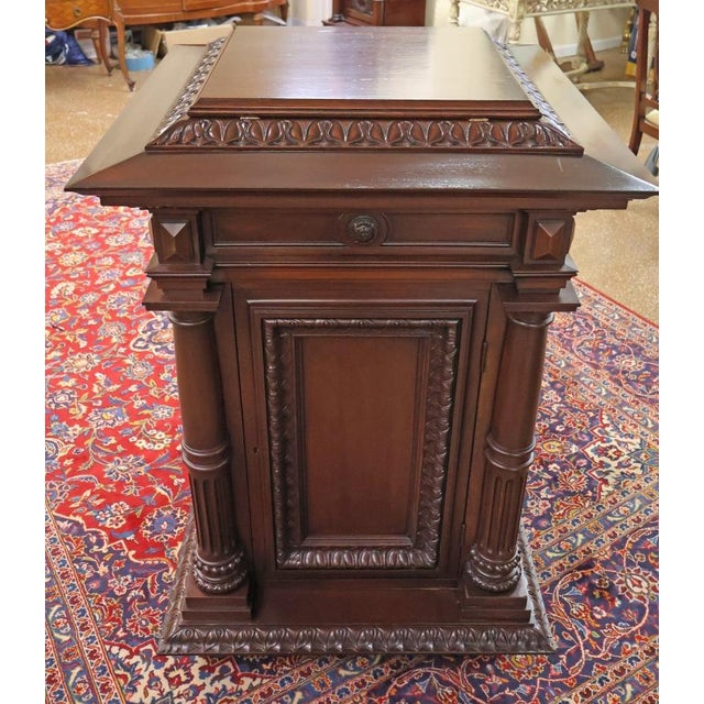 Monumental Victorian Style Mixed Wood Pedestal Cabinet For Sale - Image 10 of 14