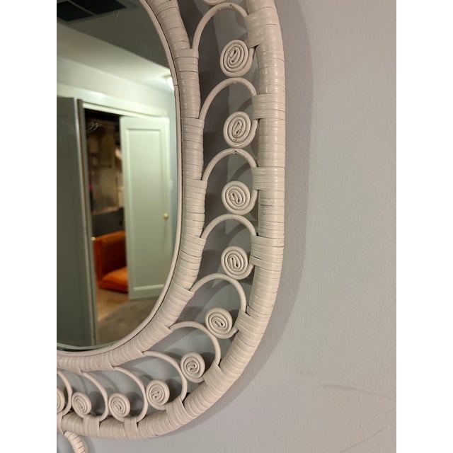 Wicker Peacock Style Boho Mirror For Sale In Chicago - Image 6 of 8