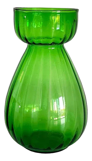 Vintage Emerald Green Optic Glass Hyacinth Forcing Vase