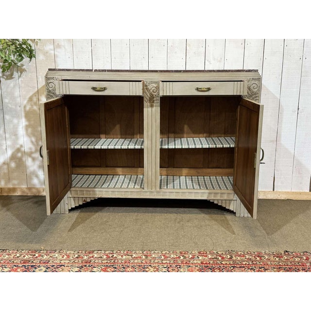 Art Deco Sideboard in Walnut, Oak and Marble Top For Sale - Image 15 of 18