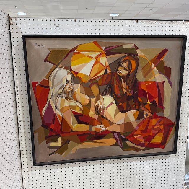 Vintage French Cubist Abstract Painting Signed Pradier – Framed For Sale In Atlanta - Image 6 of 12