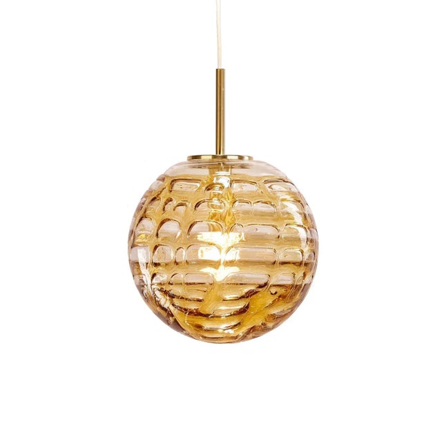 Mid-Century Hanginglamp in Amber Glass from Doria Leuchten, 1970s For Sale - Image 6 of 8