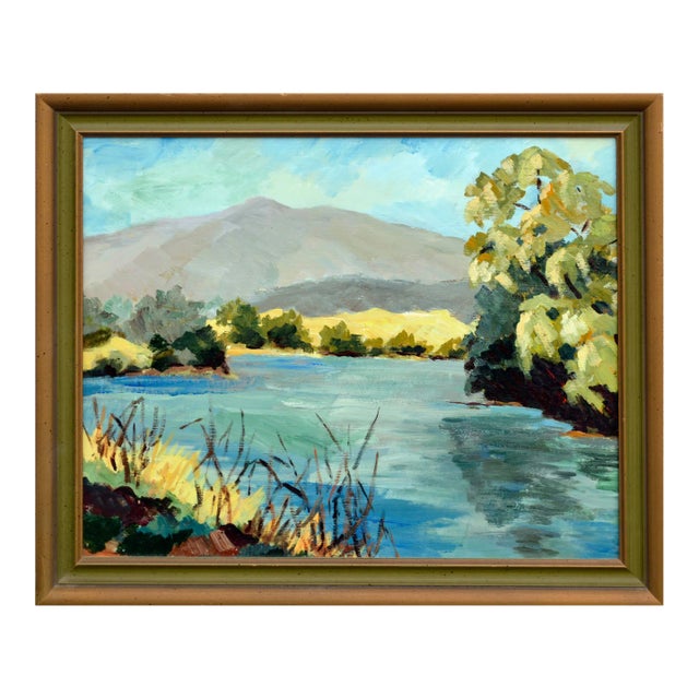 Mid Century Northern California Mountain Lake Landscape by Margot Wilson Lowe For Sale