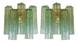 Green Tronchi Murano Glass Wall Sconces by Simoeng, Set of 2