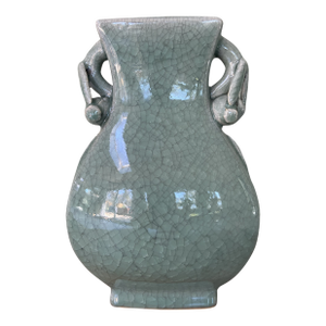 1980s Celadon Style Green Ceramic Vase