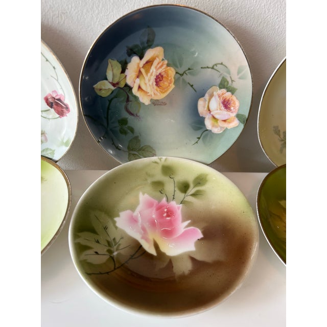 Peach Vintage p.s.a.g. Bavarian Porcelain Small 6" Plates Signed Ragouse-Set of 8 For Sale - Image 8 of 12