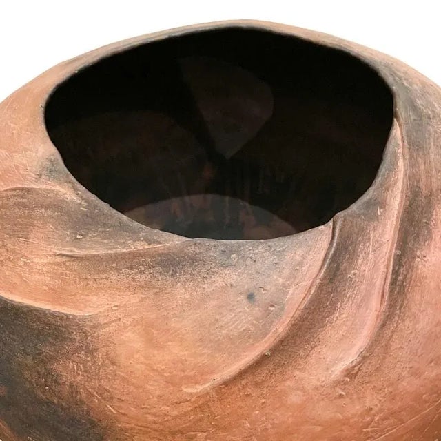 Large Mid-Century Modern Mexican Terracotta Sculpted Vessel For Sale - Image 4 of 5